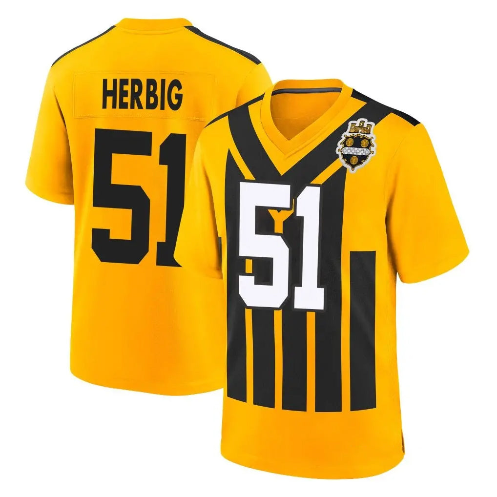 Tlead P.Steelers #51 Nick Herbig Player Gold Limited 1933 Throwback Home Game Stitched Jerseys
