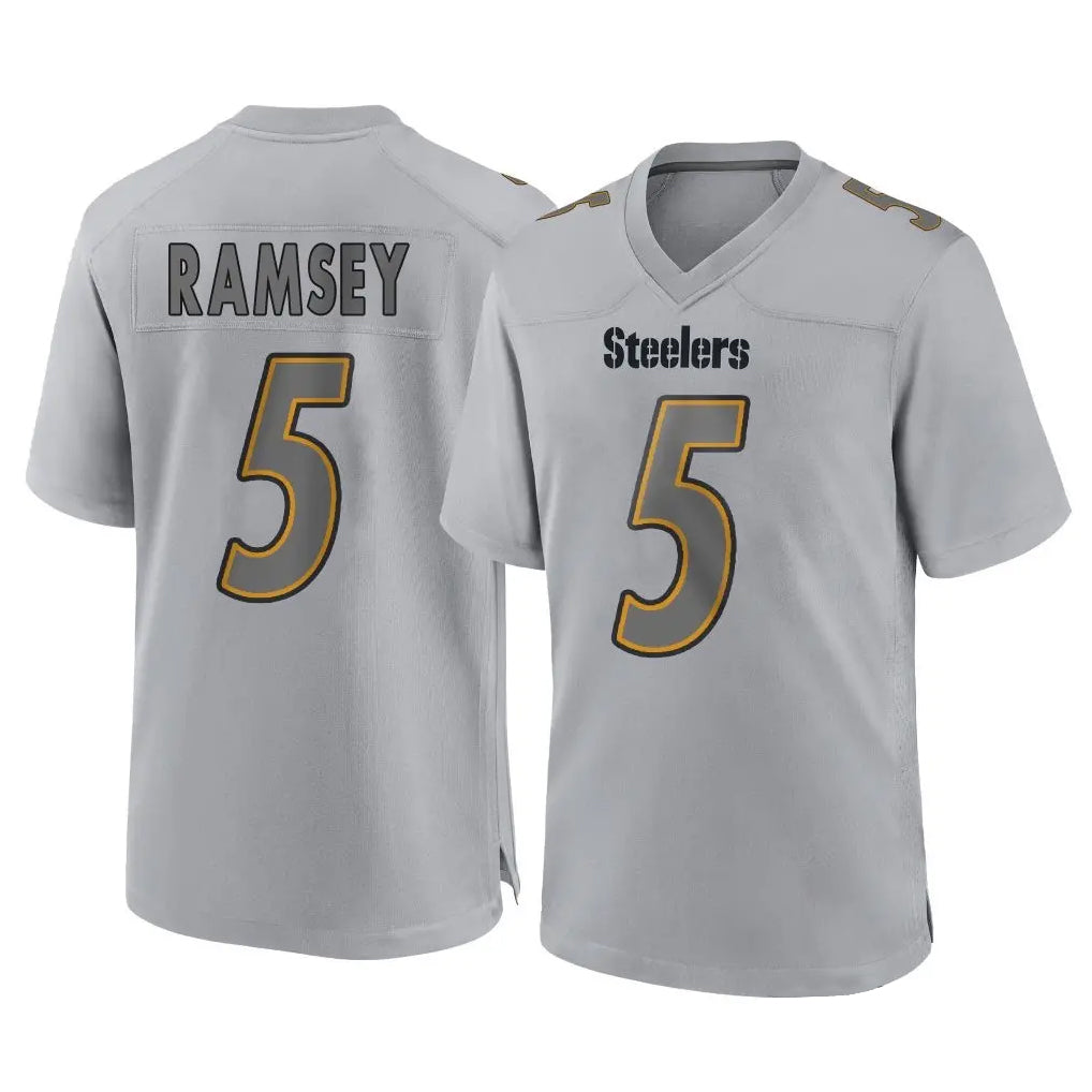 Tlead P.Steelers #5 Jalen Ramsey Player Gray Atmosphere Fashion Home Game Stitched Jerseys