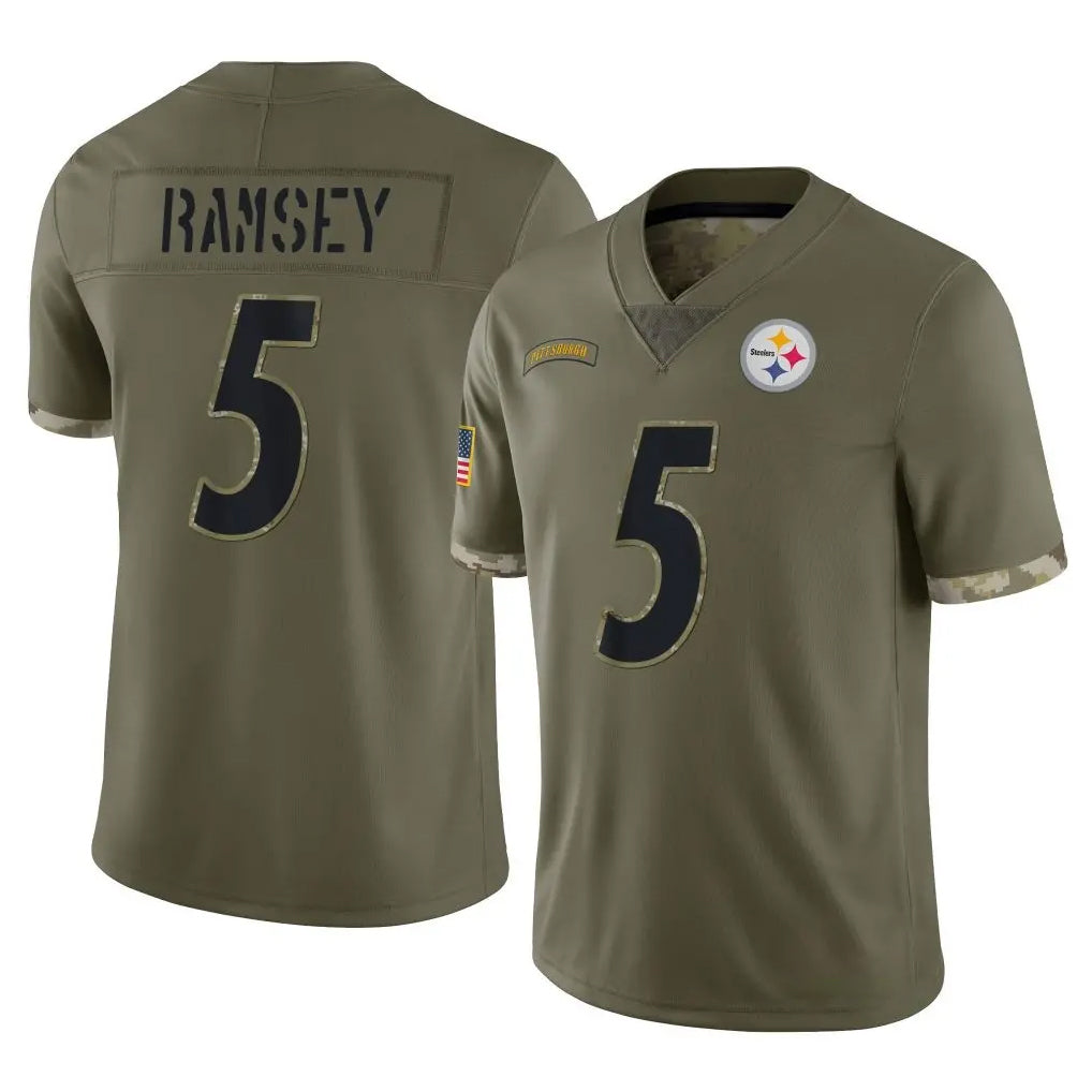 Tlead P.Steelers #5 Jalen Ramsey Player Olive Limited Salute To Service Home Game Stitched Jerseys