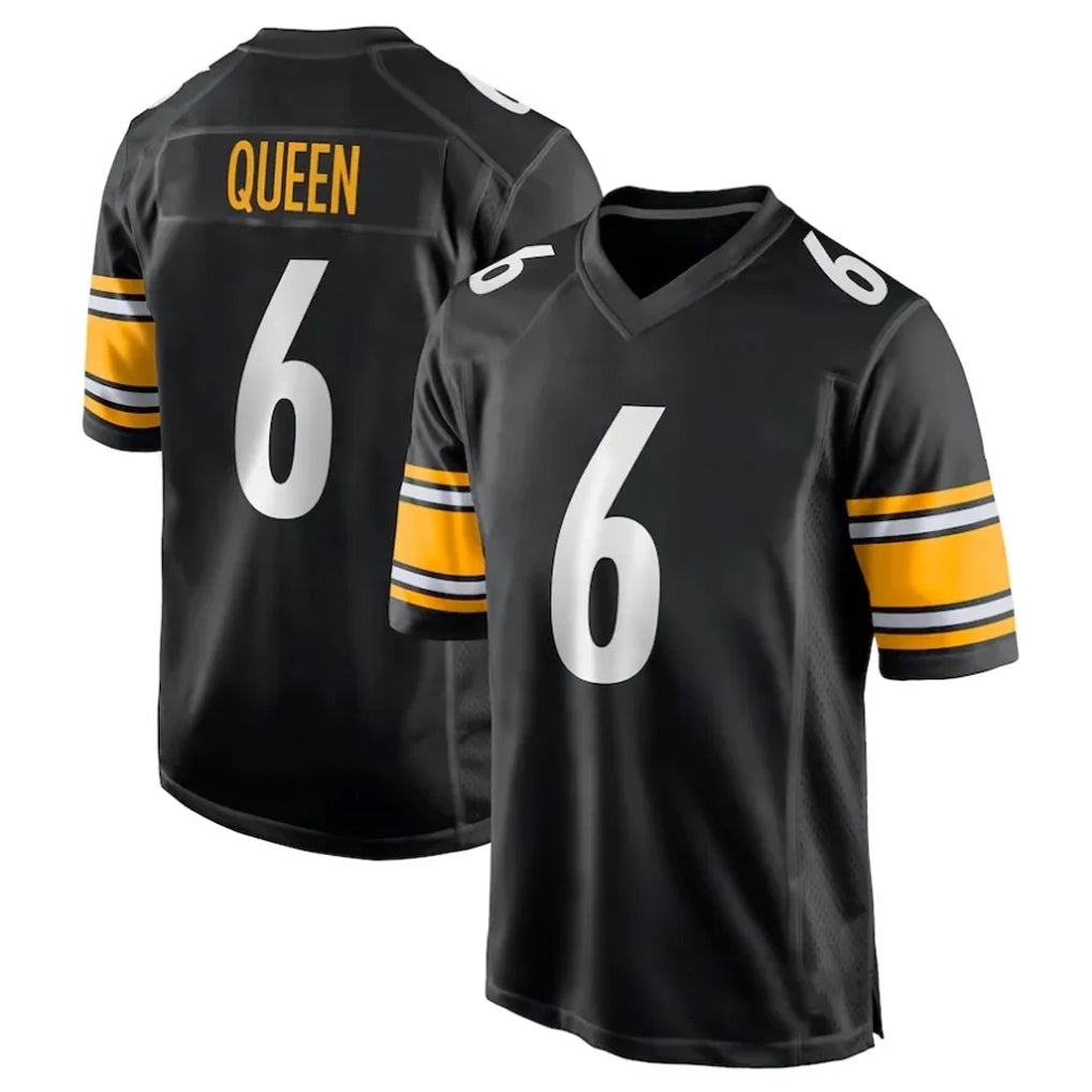 Tlead P.Steelers #6 Patrick Queen Player Black Home Game Stitched Jerseys