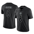 Tlead P.Steelers #6 Patrick Queen Player Black Reflective Limited Home Game Stitched Jerseys