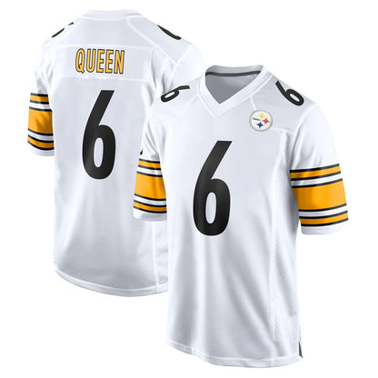 Tlead P.Steelers #6 Patrick Queen Player White Home Game Stitched Jerseys