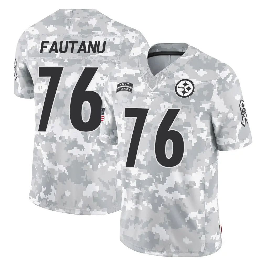 Tlead P.Steelers #76 Troy Fautanu Player Arctic Camo Limited Salute To Service Home Game Stitched Jerseys