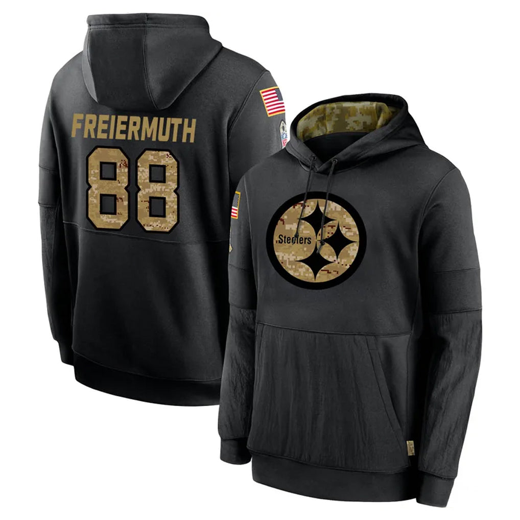 Tlead P.Steelers #88 Pat Freiermuth Player Black Salute to Service Hoodies Limited Game Stitched Jerseys