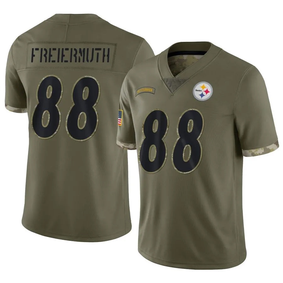 Tlead P.Steelers #88 Pat Freiermuth Player Salute To Service Limited Olive Stitched Jerseys