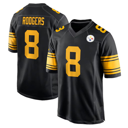 Tlead P.Steelers #8 Aaron Rodgers Player Black Color Rush Home Game Stitched Jerseys