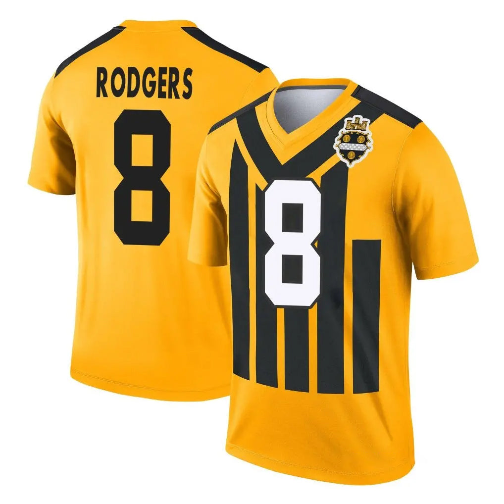 Tlead P.Steelers #8 Aaron Rodgers Player Gold Legend Limited 1933 Throwback Performance Home Game Stitched Jerseys