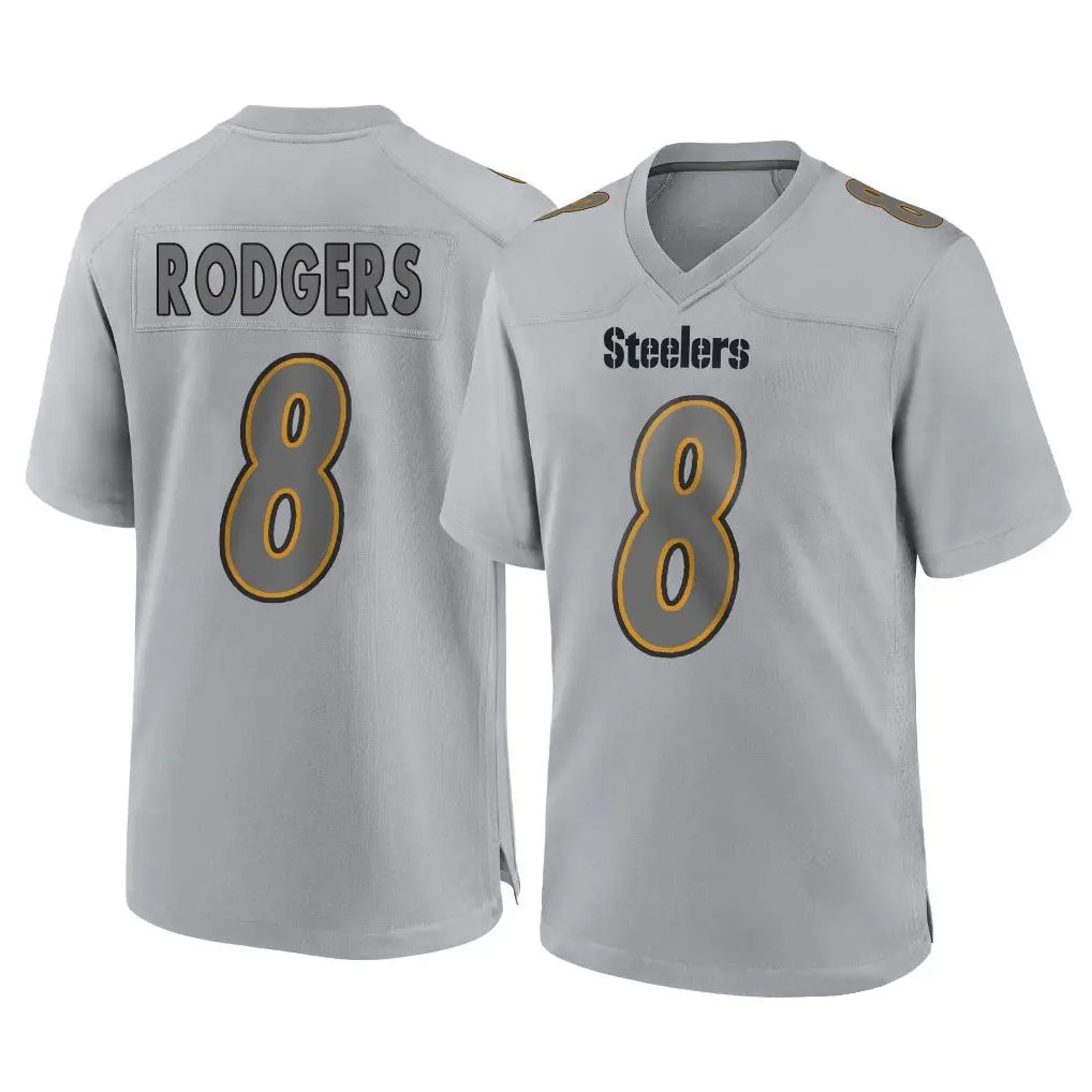 Tlead P.Steelers #8 Aaron Rodgers Player Gray Atmosphere Fashion Home Game Stitched Jerseys