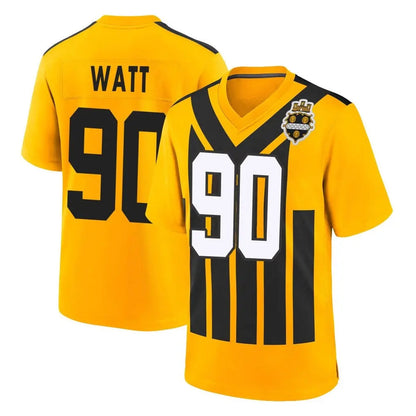 Tlead P.Steelers #90 T.J. Watt Player Gold Limited 1933 Throwback Home Game Stitched Jerseys