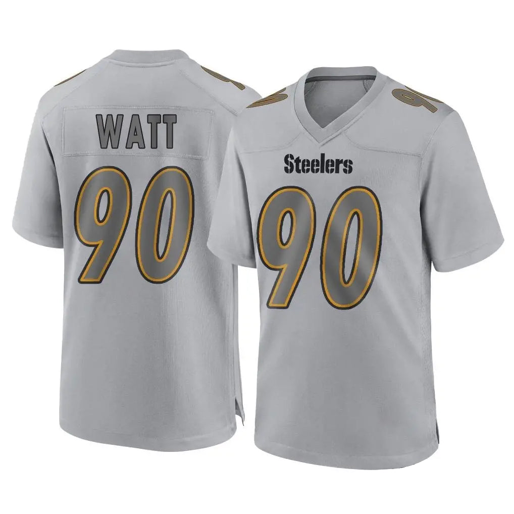 Tlead P.Steelers #90 T.J. Watt Player Gray Atmosphere Fashion Home Game Stitched Jerseys