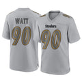Tlead P.Steelers #90 T.J. Watt Player Gray Atmosphere Fashion Home Game Stitched Jerseys