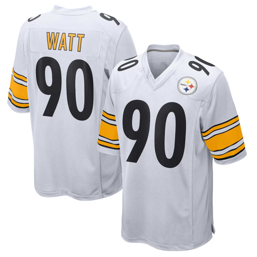 Tlead P.Steelers #90 T.J. Watt Player White Game Stitched Jersey