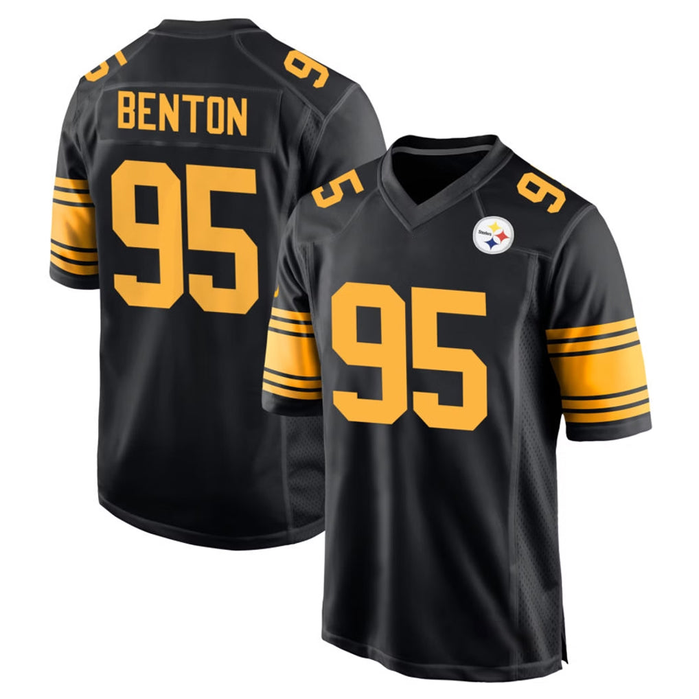 Tlead P.Steelers #95 Keeanu Benton Player Black Color Rush Home Game Stitched Jerseys