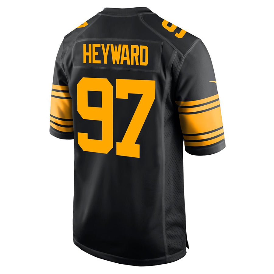 Tlead P.Steelers #97 Cameron Heyward Player Black Home Replica Stitched Jerseys