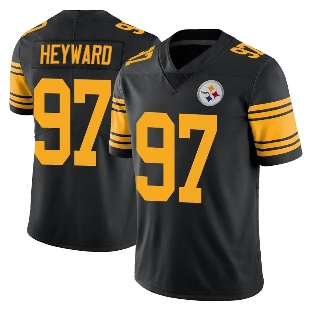 Tlead P.Steelers #97 Cameron Heyward Player Black Limited Color Rush Home Game Stitched Jerseys