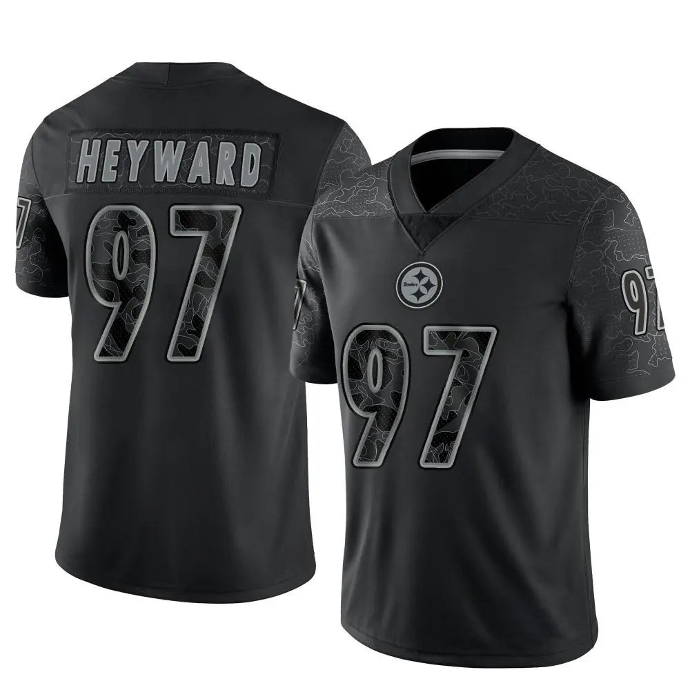 Tlead P.Steelers #97 Cameron Heyward Player Black Limited Reflective Stitched Jerseys