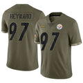 Tlead P.Steelers #97 Cameron Heyward Player Salute To Service Limited Olive Stitched Jerseys
