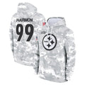 Tlead P.Steelers #99 Derrick Harmon Player Arctic Camo Limited Salute to Service Pullover Hoodies Game Stitched Jerseys