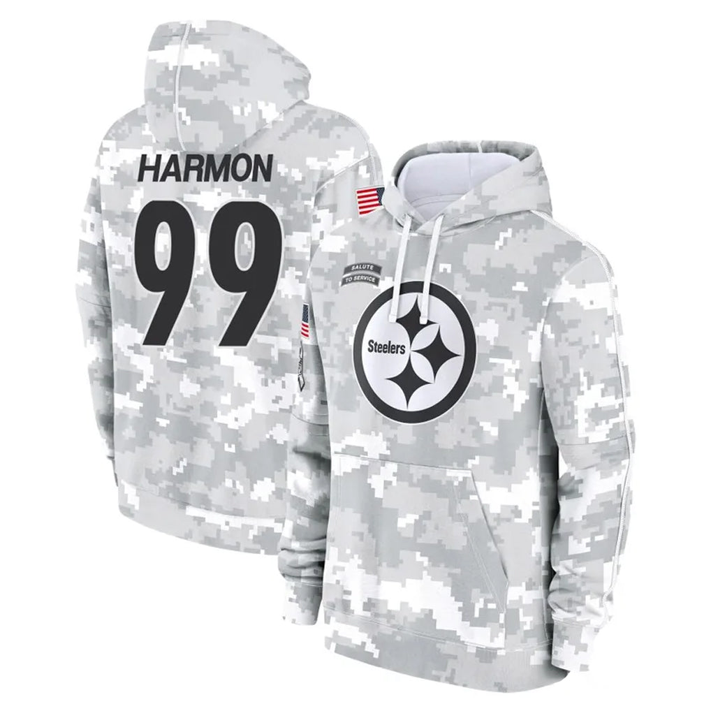 Tlead P.Steelers #99 Derrick Harmon Player Arctic Camo Limited Salute to Service Pullover Hoodies Game Stitched Jerseys