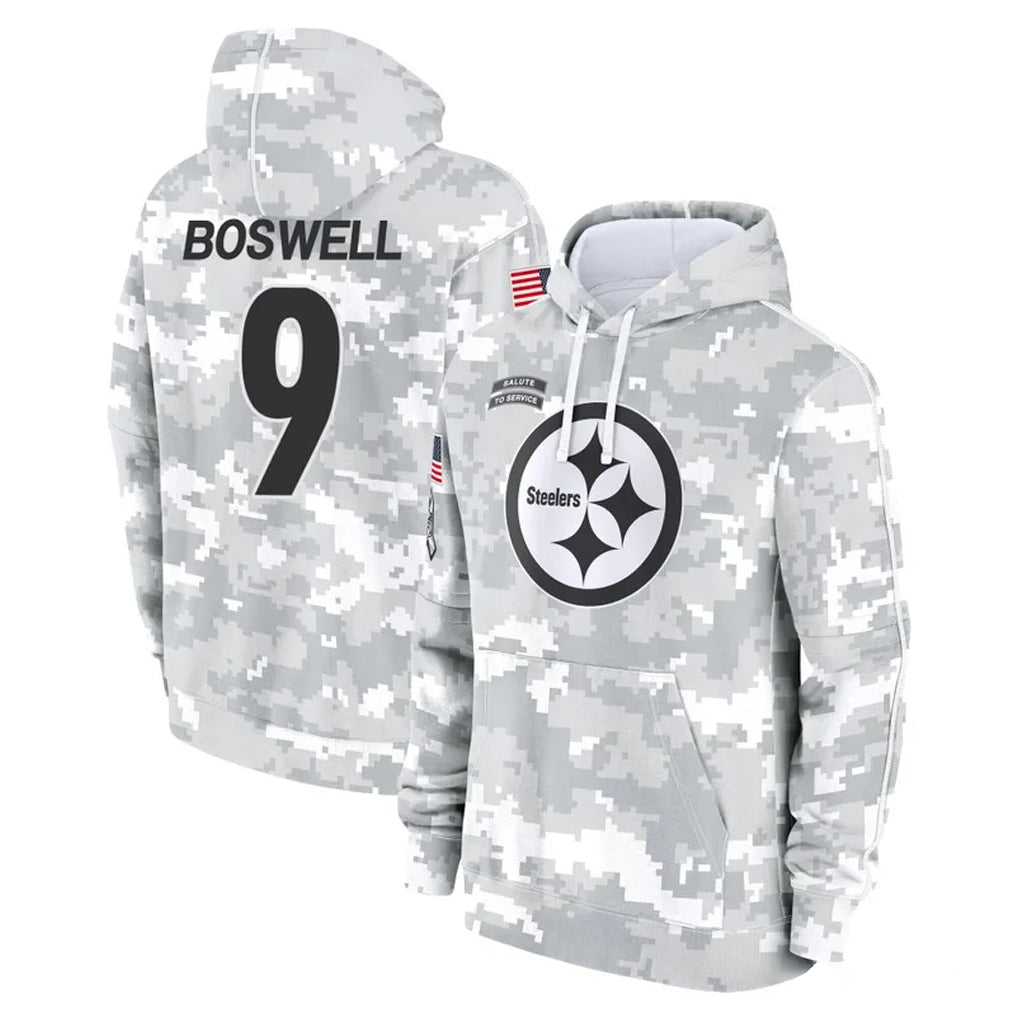 Tlead P.Steelers #9 Chris Boswell Player Arctic Camo Limited Salute to Service Pullover Hoodies Game Stitched Jerseys