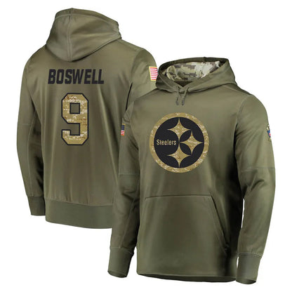 Tlead P.Steelers #9 Chris Boswell Player Olive Salute to Service Pullover Hoodie Home Game Stitched Jerseys