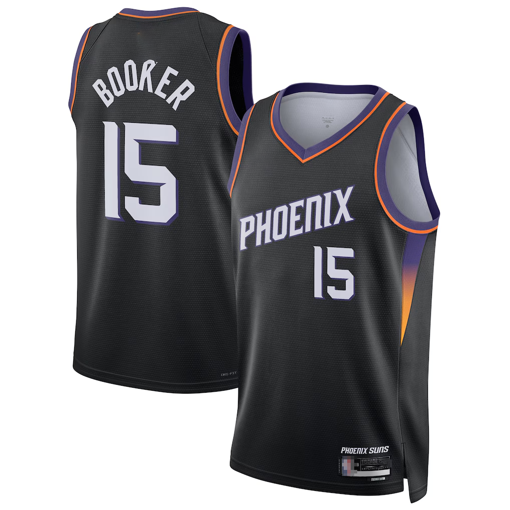 Tlead P.Suns #15 Devin Booker Black Swingman Jerseys - Statement Edition