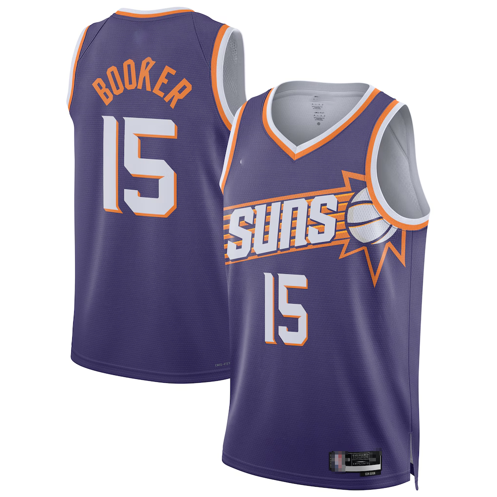 Tlead P.Suns #15 Devin Booker Purple Swingman Player Jerseys - Icon Edition