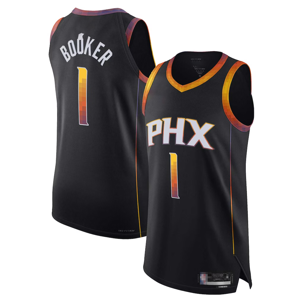 Tlead P.Suns #1 Devin Booker Black Authentic Player Jerseys - Statement Edition