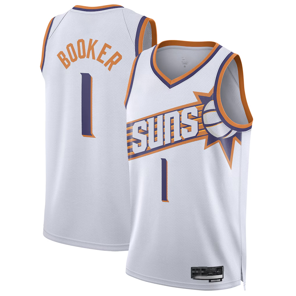 Tlead P.Suns #1 Devin Booker White Swingman Jerseys - Association Edition