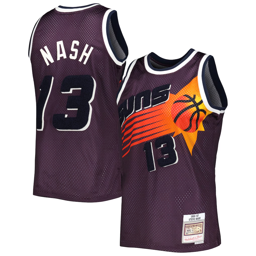 Tlead P.Sunss #13 Steve Nash Mitchell & Ness Purple 1996-1997 Hardwood Classics Off-Court Swingman Jerseys