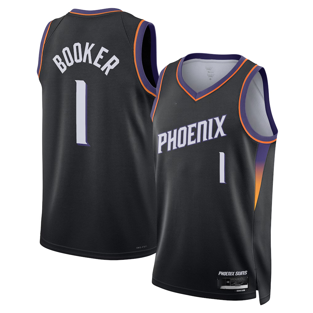 Tlead P.Sunss #1 Devin Booker Black Swingman Jerseys - Statement Edition