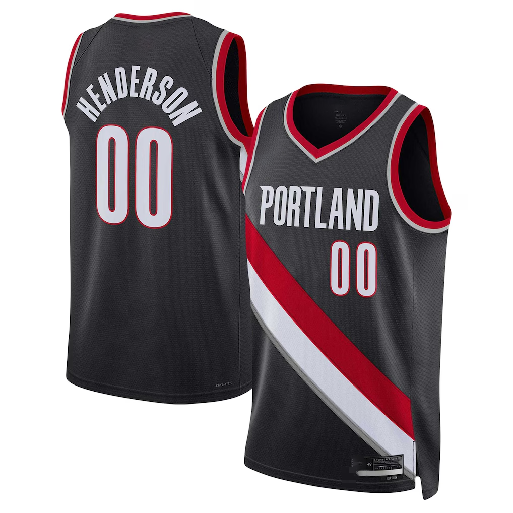 Tlead PT.Blazers #00 Scoot Henderson Black 2023 NBA Draft Swingman Jerseys - Icon Edition
