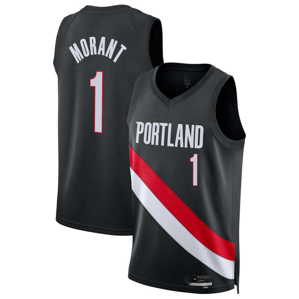 Tlead PT.Blazers #1 Ja Morant Black Swingman Jerseys - Icon Edition
