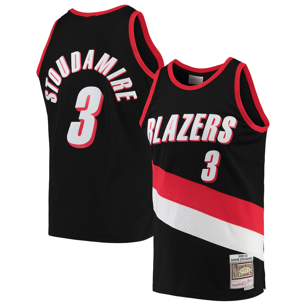 Tlead PT.Blazers #3 Damon Stoudamire Mitchell & Ness Black 1999-2000 Hardwood Classics Swingman Jerseys