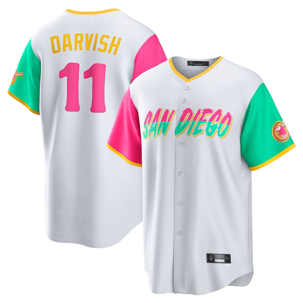 Tlead S.Diego Padres #11 Yu Darvish Player White City Connect Home Game Stitched Jerseys
