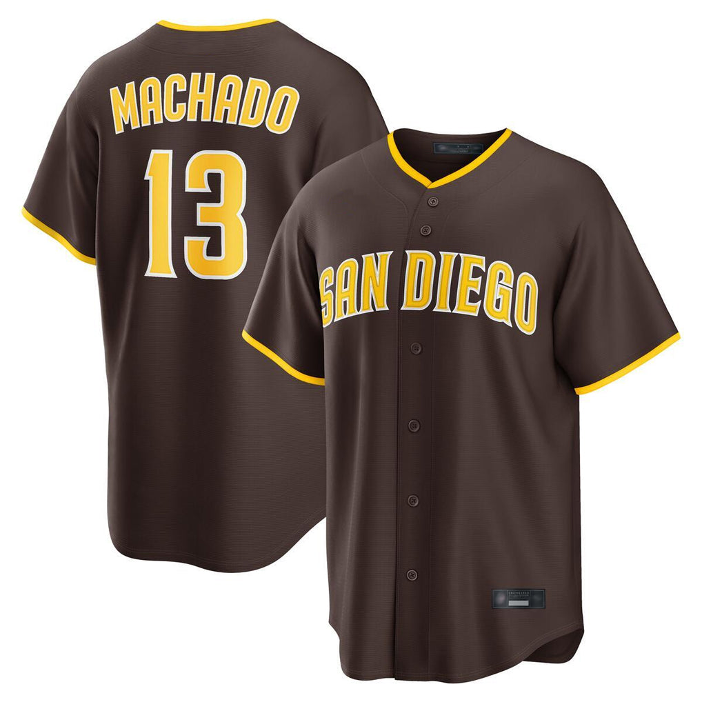 Tlead S.Diego Padres #13 Manny Machado Player Brown Alternate Replica Game Stitched Jerseys