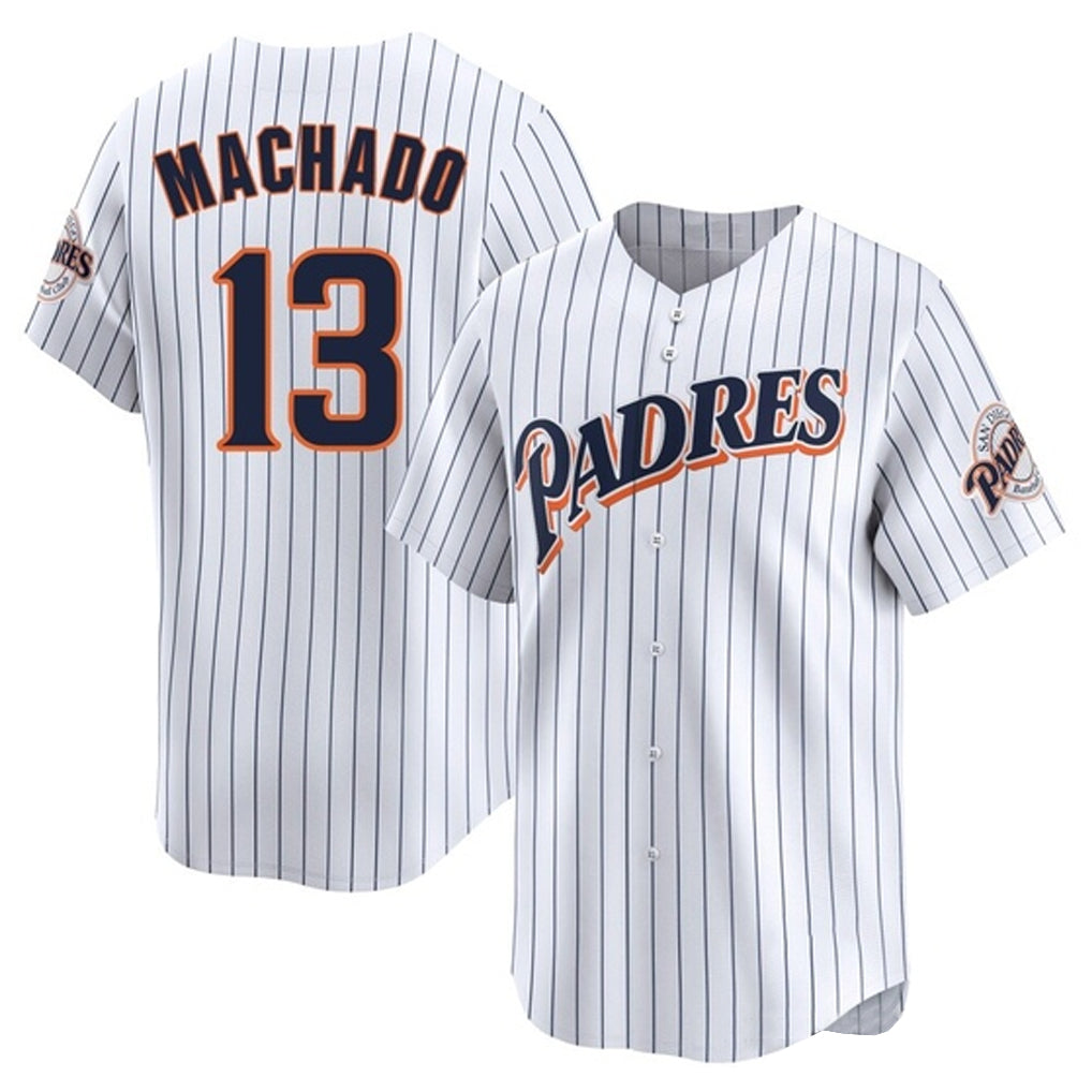Tlead S.Diego Padres #13 Manny Machado Player White Cooperstown Collection Limited Home Stitched Jerseys
