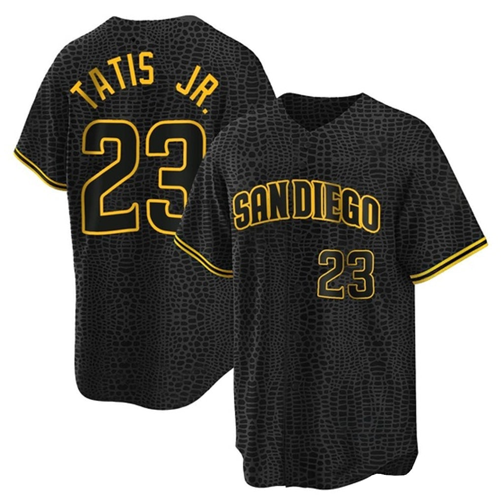Tlead S.Diego Padres #23 Fernando Tatis Jr Player Black Snake Skin City Home Game Stitched Jerseys