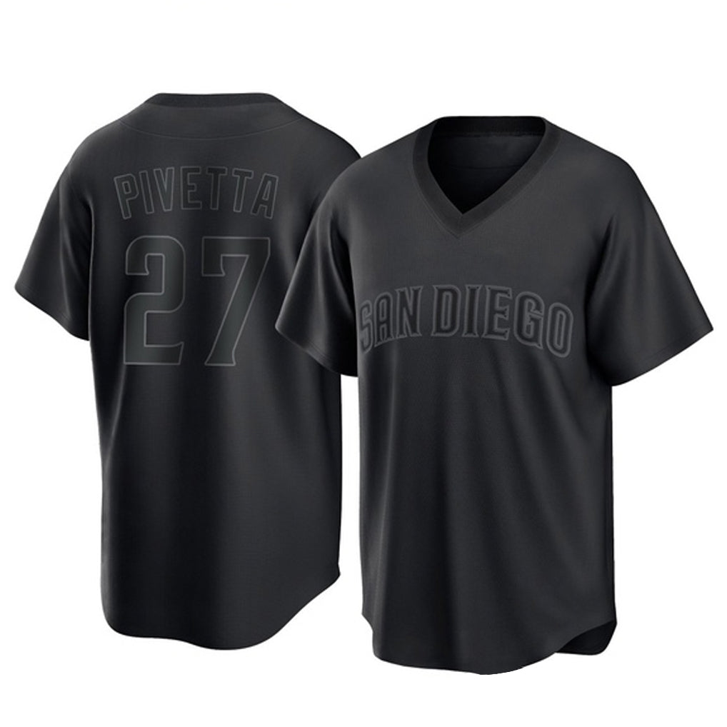 Tlead S.Diego Padres #27 Nick Pivetta Player Black Pitch Fashion Game T-shirt Stitched Jerseys