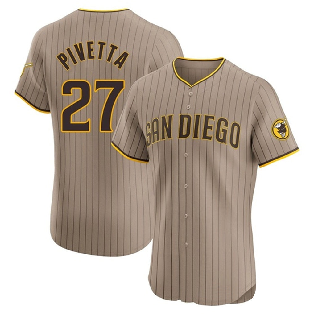 Tlead S.Diego Padres #27 Nick Pivetta Player Khaki Home Limited Elite Stitched Jerseys