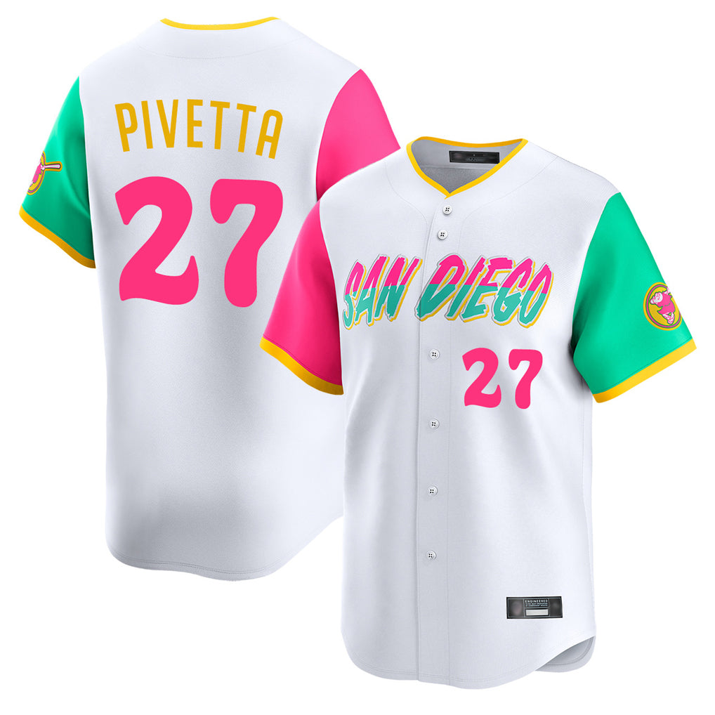 Tlead S.Diego Padres #27 Nick Pivetta Player White City Connect Home Limited Stitched Jerseys