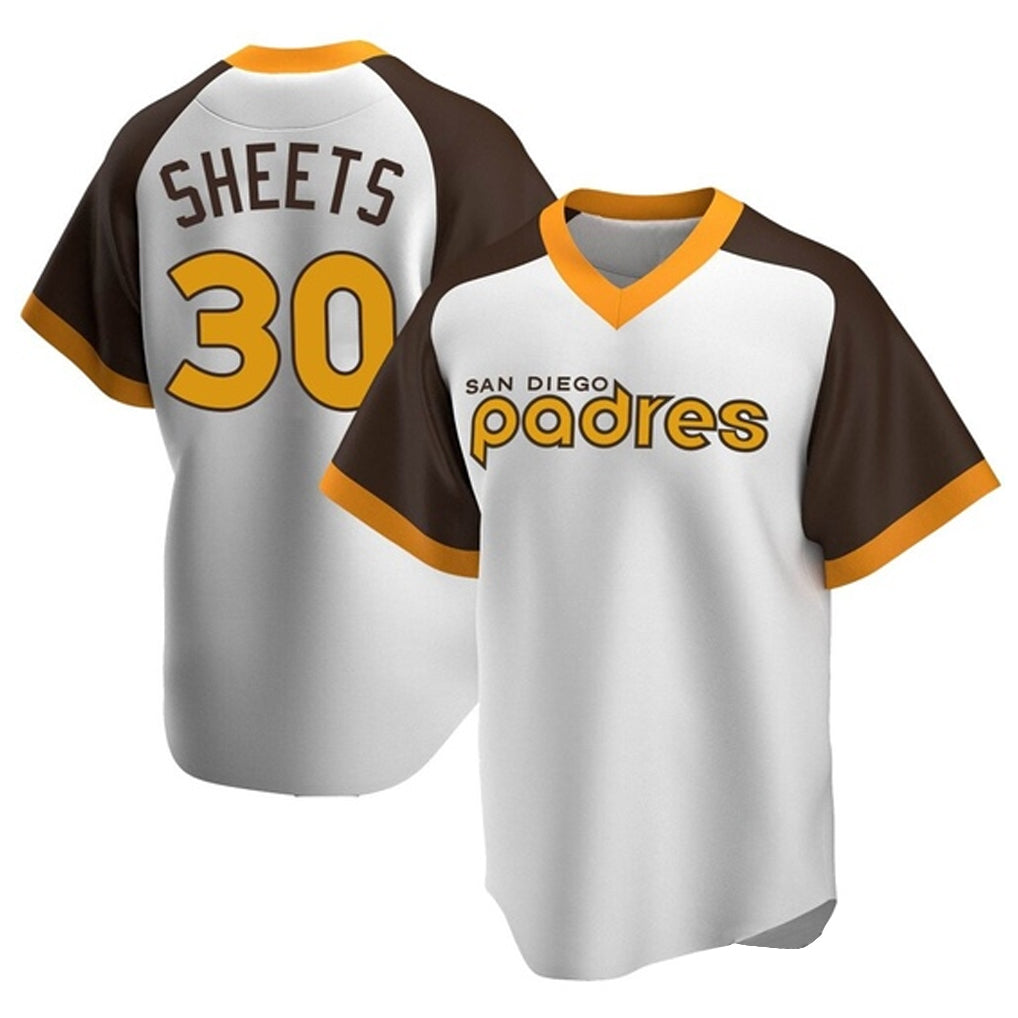 Tlead S.Diego Padres #30 Gavin Sheets Player White Home Cooperstown Collection Replica Game Stitched Jerseys