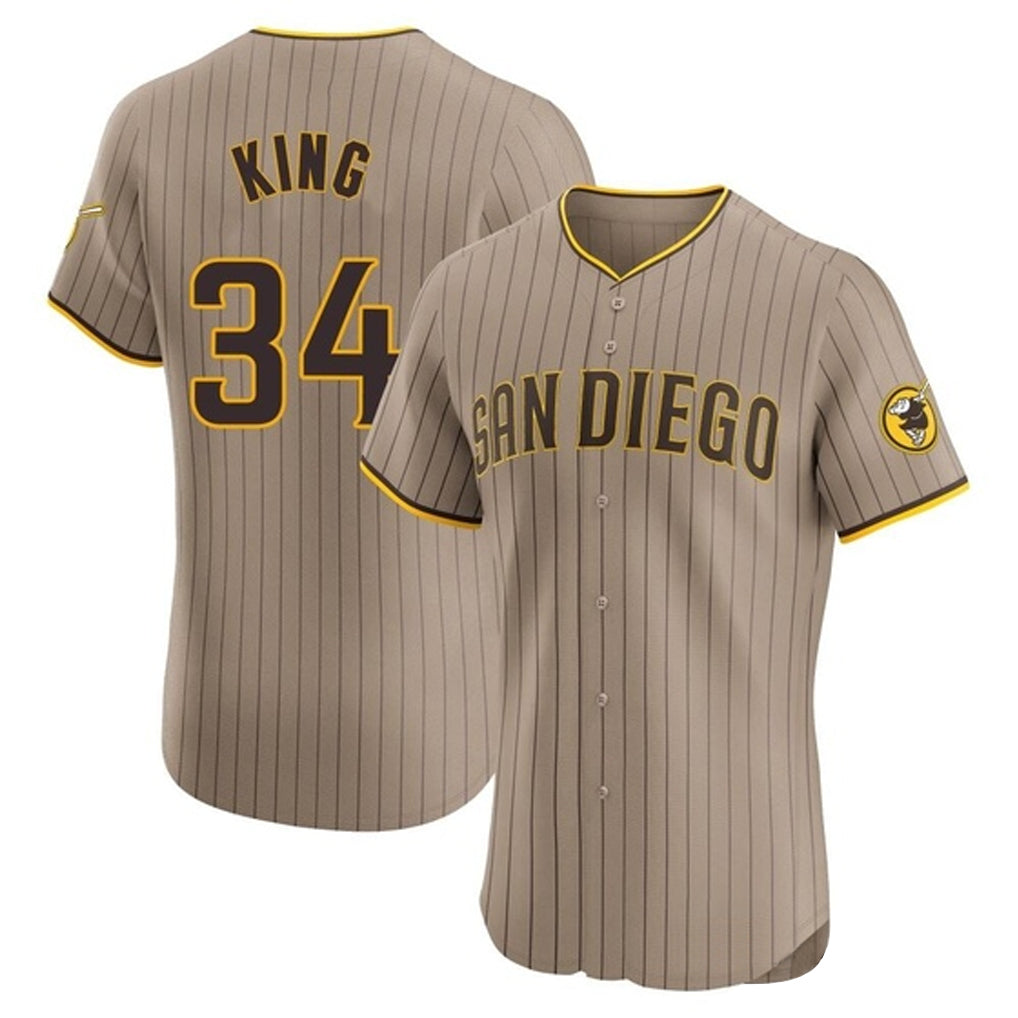 Tlead S.Diego Padres #34 Michael King Player Khaki Home Limited Elite Stitched Jerseys