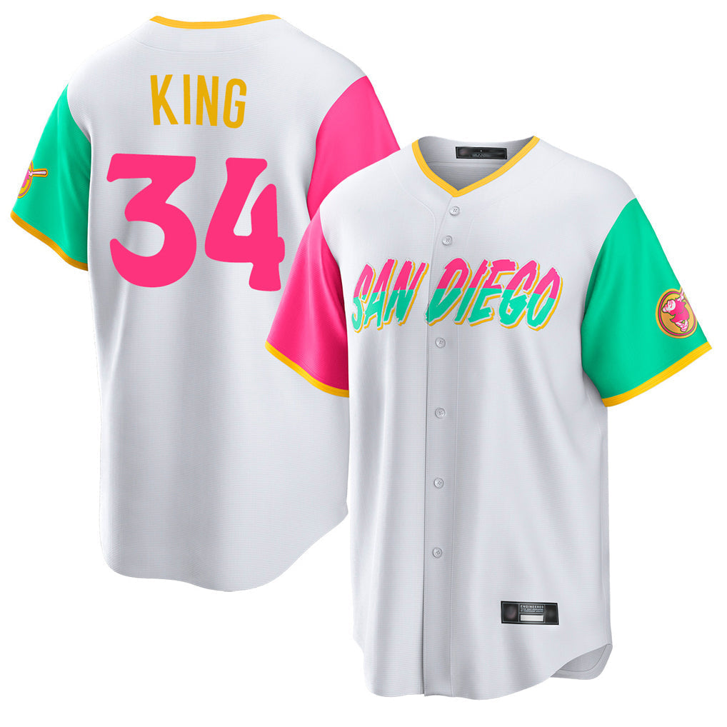 Tlead S.Diego Padres #34 Michael King Player White City Connect Home Game Stitched Jerseys