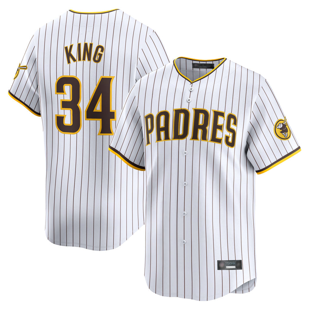 Tlead S.Diego Padres #34 Michael King Player White Home Limited Stitched Jerseys