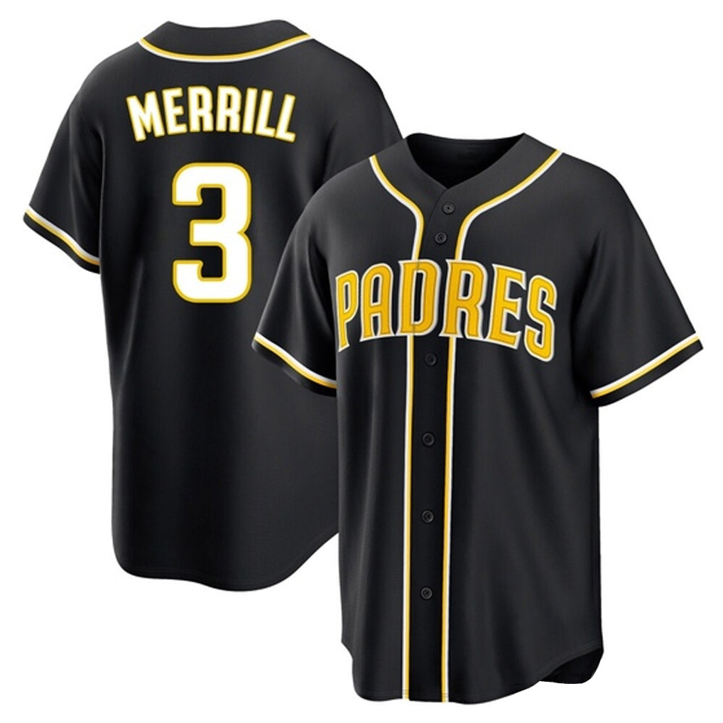 Tlead S.Diego Padres #3 Jackson Merrill Player Black 2026 Fashion Home Stitched Jerseys