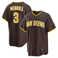 Tlead S.Diego Padres #3 Jackson Merrill Player Brown Home Game Stitched Jerseys