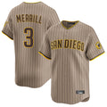 Tlead S.Diego Padres #3 Jackson Merrill Player Khaki Home Limited Stitched Jerseys