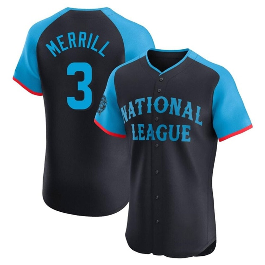 Tlead S.Diego Padres #3 Jackson Merrill Player National League Navy All-Star Game Limited Elite Stitched Jerseys