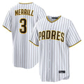 Tlead S.Diego Padres #3 Jackson Merrill Player White Cooperstown Collection Home Game Stitched Jerseys